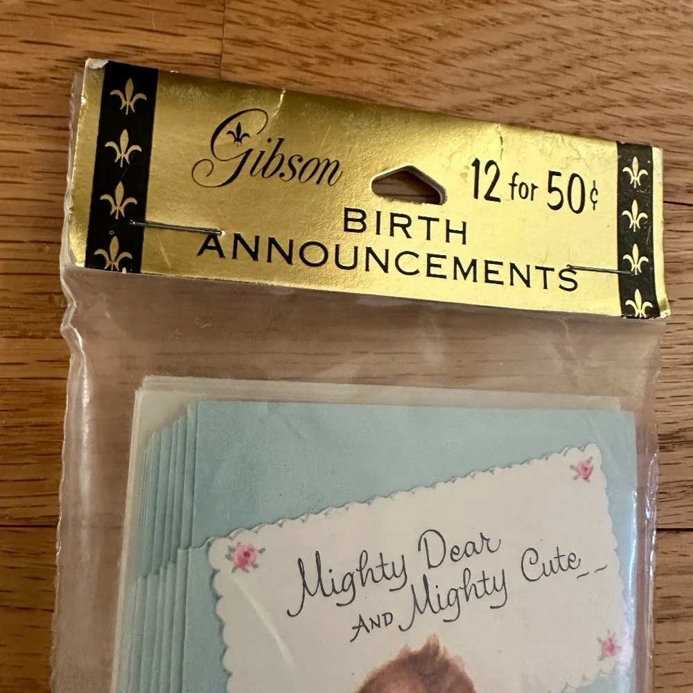 Vintage New Baby Birth Announcements Gibson New in Package